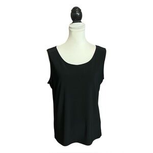 New CJ Banks Slinky Blouse Plus Size 1X Sleeveless Swing Top Black Lined USA